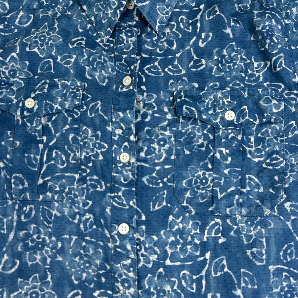 Lauren Ralph Lauren Denim Floral Y2K Blue Boho Western Cottagecore Shirt Medium - Picture 2 of 9